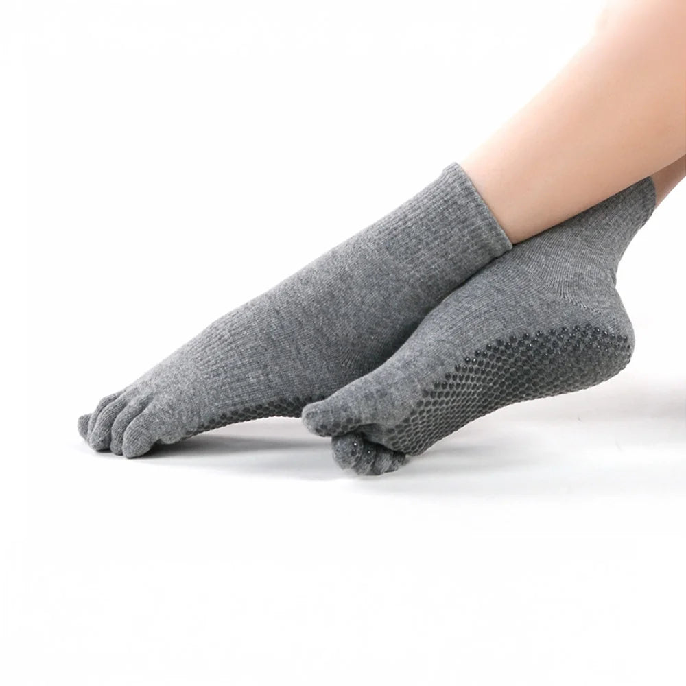 Women's Crew Toe Socks with Full-Sole Grip – Pilates, Yoga, and Gym Socks