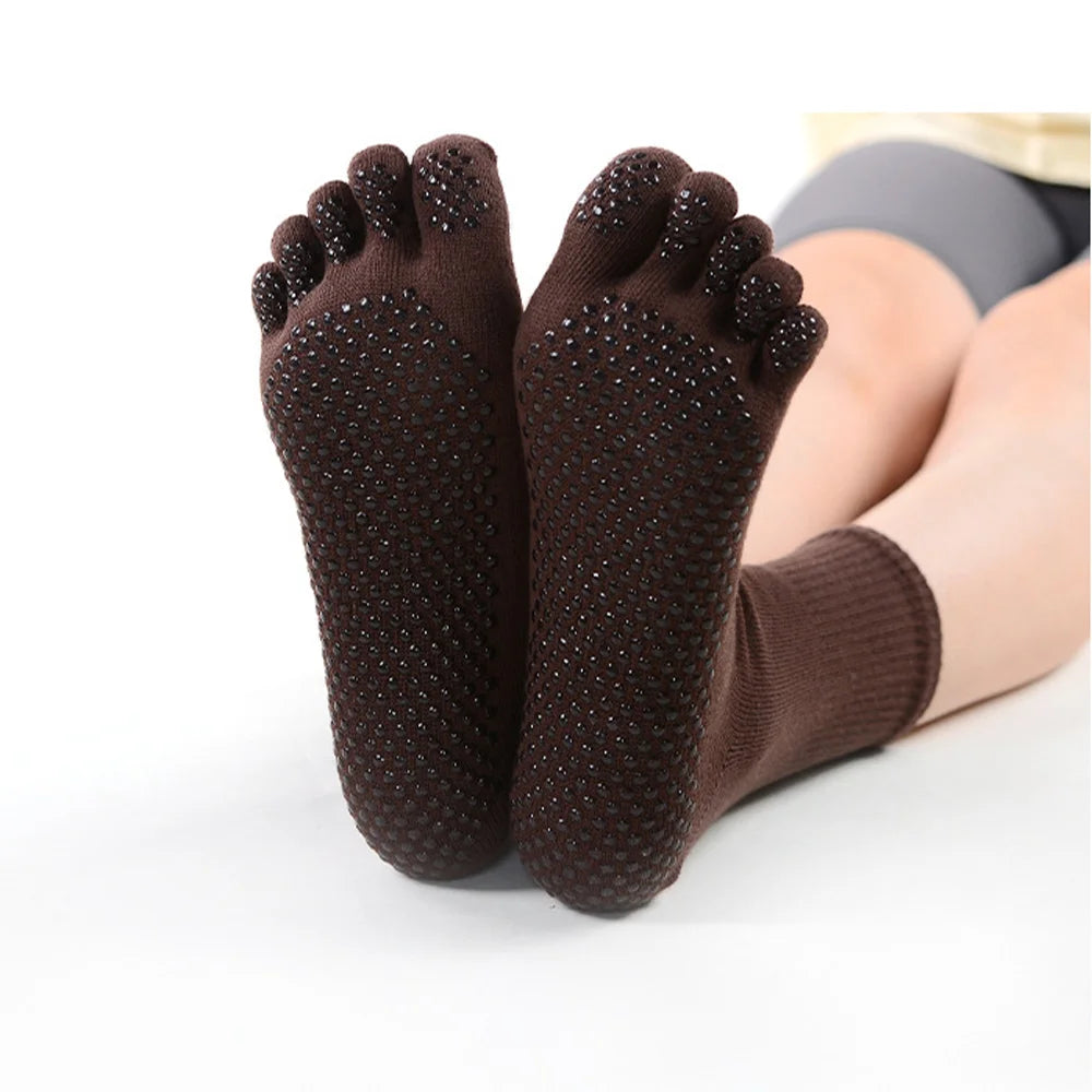 Women's Crew Toe Socks with Full-Sole Grip – Pilates, Yoga, and Gym Socks