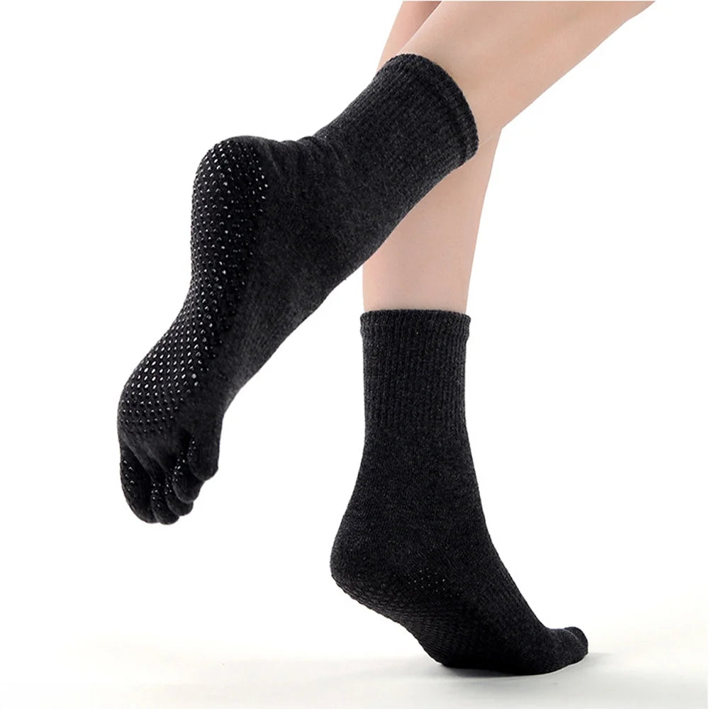 Women's Crew Toe Socks with Full-Sole Grip – Pilates, Yoga, and Gym Socks