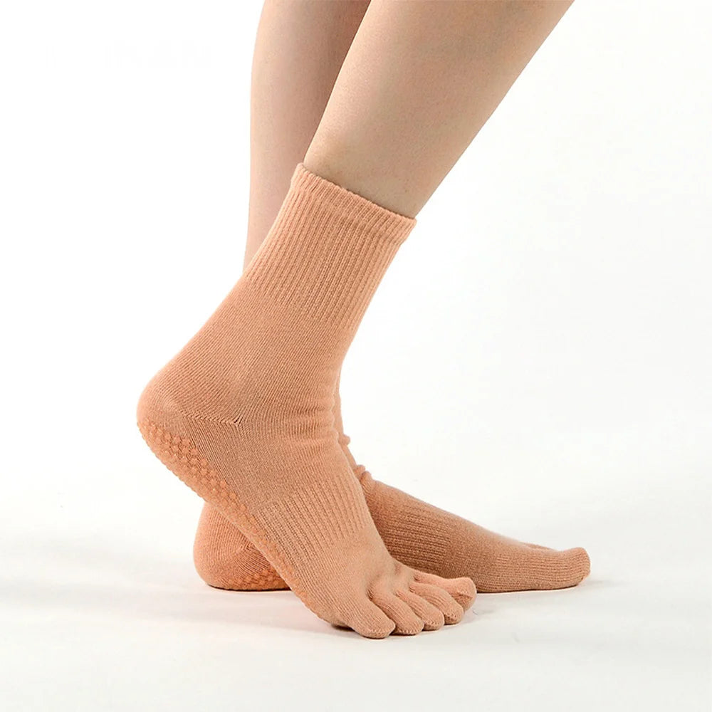 Women's Crew Toe Socks with Full-Sole Grip – Pilates, Yoga, and Gym Socks